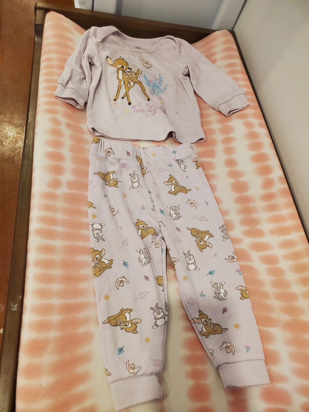 Disney 12-18 Month Lavender Bambi Character Pajama Set